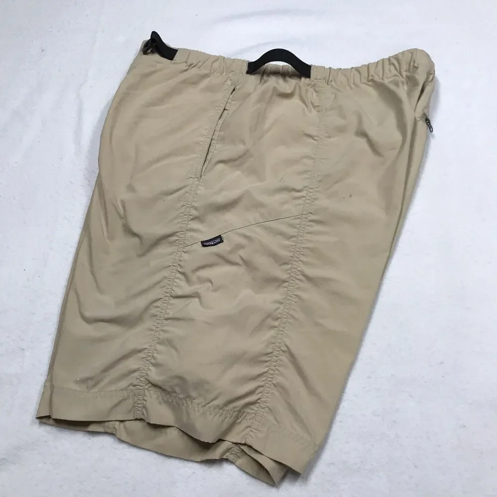 PATAGONIA Gi II Shorts Men L 32W Tan Belted Outdoor Hiking Lightweight